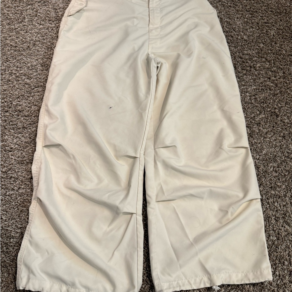 Cream Wide-Leg Pants